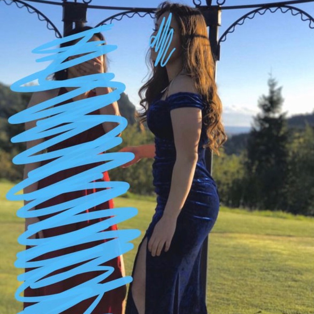 Off the shoulder silk slit prom dress